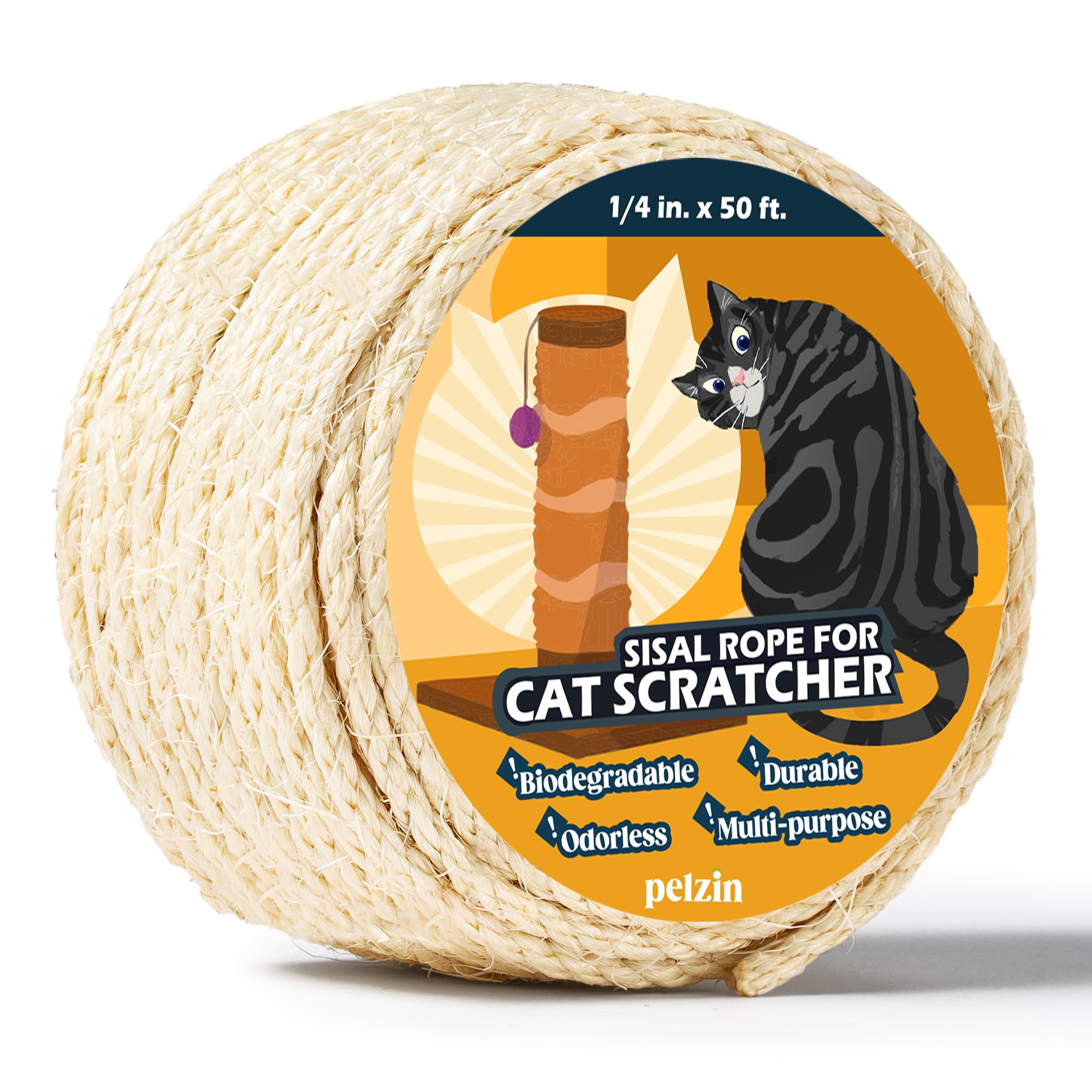 Amazon.com : Pelzin Natural Sisal Rope for Cat Scratcher - 1/4